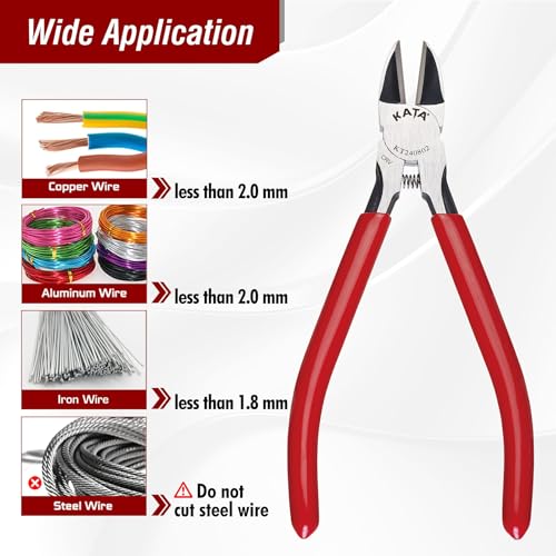 KATA 2Pack Wire Cutters Set, 1PC 5 Inch Micro Flush Cutter and 1PC 6 Inch Side Cutter Plier for Electronics, Crafting, Floral, Jewelry Making Cutting