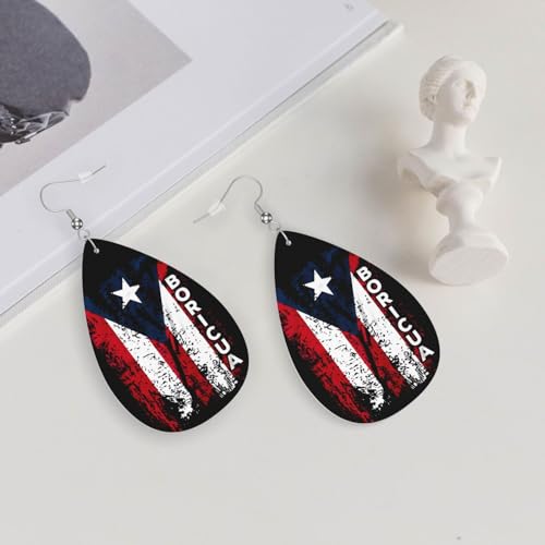 Faux Leather Teardrop Earrings - color: Silver