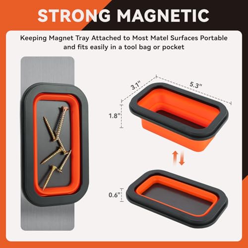 4 Pack Telescoping Magnet Pick-up Tool Set with Magnetic Parts Tray, Extendable Magnetic Pick Up Tools & Flexible Magnet Pickup Tool