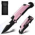 ALBATROSS Pink 6-in-1 Folding Pocket Car Knife for Women, 3.5" Blade - color: Pink