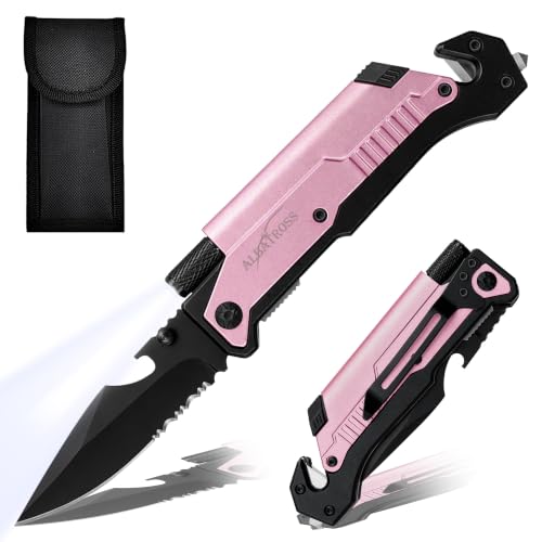 ALBATROSS Pink 6-in-1 Folding Pocket Car Knife for Women, 3.5" Blade - color: Pink