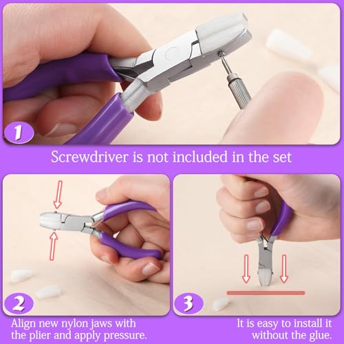SPEEDWOX 3-Inch Nylon Jaw Pliers for Jewelry Making, Flat Jaw, Purple
