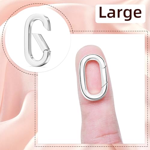 MKCYD 10Pcs Oval Clasp Tiny Carabiner Necklace Clasps and Closures - color: Silver, size: Large (0.90 × 0.50 × 0.12 in)