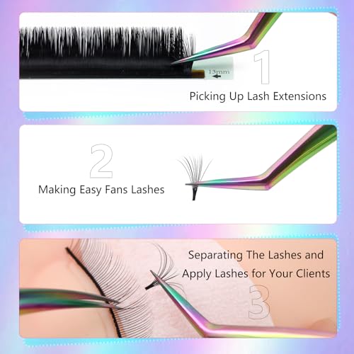Fiber Tip Tweezers for Lash Extensions Precision Eyelash Isolation, (2PCS) - style: 2PCS CTS-18+20