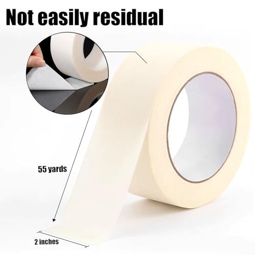 TOTDTDA Masking Tape 2 Inch, 10 Pack White Masking Tape Bulk for General Purpose Use, 2 Inches X 55 Yards X 10 Rolls (550 Total Yards)