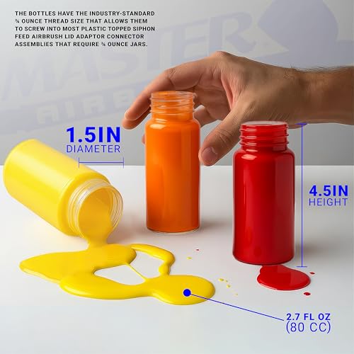 Master Airbrush Pack of 10, TB-009 Empty 3.4 oz (100cc) Plastic Jar Bottles - size: 3.4 Ounces (Pack of 10)
