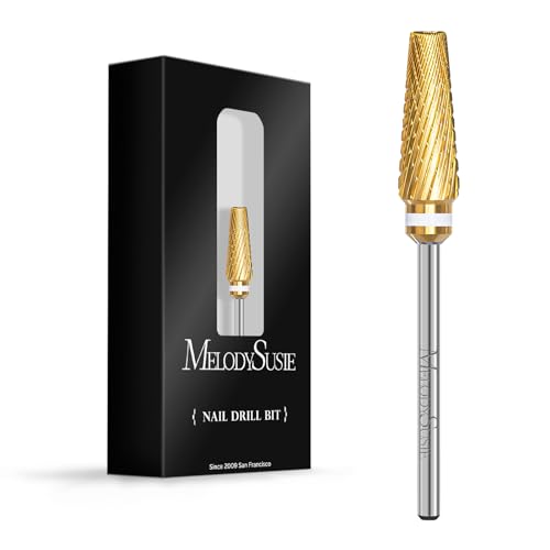 MelodySusie Upgrade 5 in 1 Nail Drill Bits, 3/32'' Carbide Tungsten Multi-function Mixed Sizes Edition, Suitable for Manicure Pedicure Cuticle Gel Polishing, Professional Advanced Bits, Series Bit X - color: Gold, size: XC+M+3XF-5 in 1 pro
