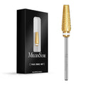 MelodySusie Upgrade 5 in 1 Nail Drill Bits, 3/32'' Carbide Tungsten Multi-function Mixed Sizes Edition, Suitable for Manicure Pedicure Cuticle Gel Polishing, Professional Advanced Bits, Series Bit X - color: Gold, size: XC+M+3XF-5 in 1 pro