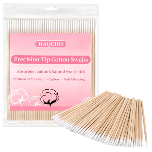 200PCS Pointed Cotton Swabs - 4in Disposable Precision Tip Cotton Buds Thin Micro Swab Cotton Sticks Applicators for Eyelash Extensions, Makeup, Tattoo Permanent, Cleaning,Microblading Supplies - size: 200 Count