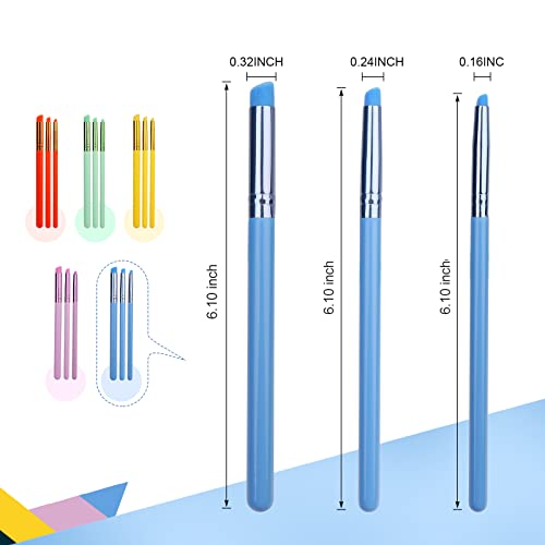 15Pcs Dry Brush Set for Miniature Painting, Detail Paint Brush-Oblique Head - color: 5 Colour Rainbow（Slant head）