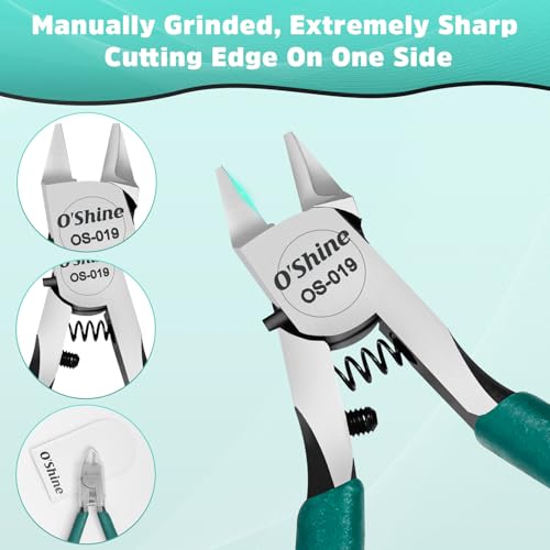 O'Shine Advanced Single-Edged Sprue Cutter, Single Blade Gundam Gunpla Model Nipper, Precision Plastic Kit Hobby Flush Clipper, Premium Plastic & Leather Sheaths Included - color: Green