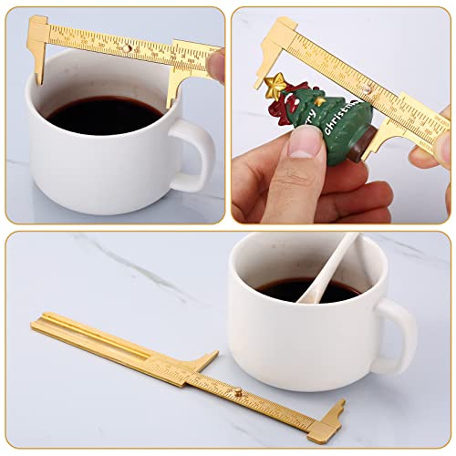 Konohan 2 Pcs Brass Pocket Caliper Double Scale Mini Tool for Jewelry