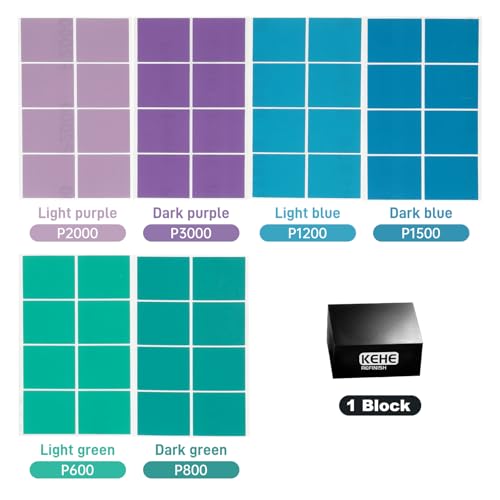 Detailing Sandpaper Sheets & Handheld Block Kit for Nibs, Runs and Imperfections,K600,K800,K1200,K1500,K2000,K3000,12 Sheets - size: Handheld Block + 12 Sheets
