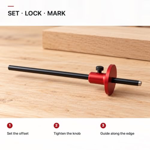 Precision Woodworking Marking Gauge - Aluminum Alloy, Dual Inch & MM Scale for Perfect Parallel Lines, Mortise Measurement & Crafting, Woodworking Tools
