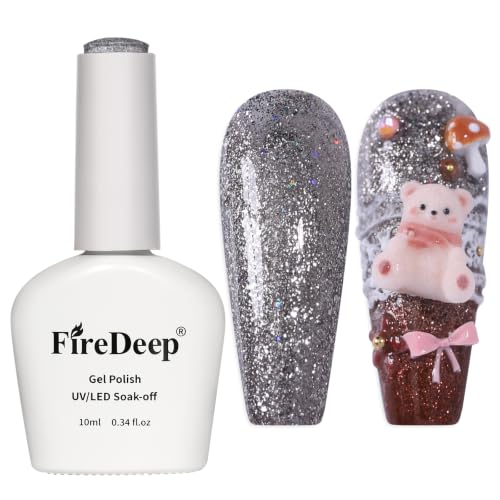 Black Gel Polish Glitter Hema Free 0.34 OZ Same Color Same Top Cover Black Reflective Sparkle UV Polish Christmas Manicure Art DIY - color: G-Black Glitter