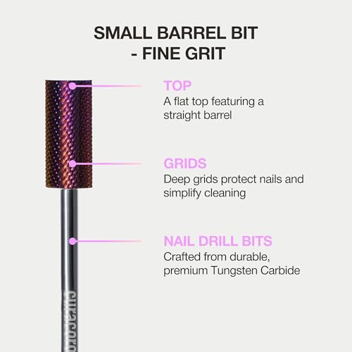 Curacoro Nail Drill Bits 3/32'' Small Barrel Carbide Bit (Fine) - color: Galaxy - Small Barrel Bit, size: Fine