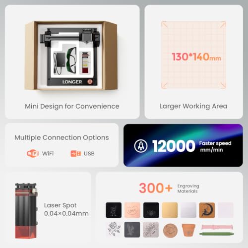 LONGER RAY5 Laser Engraver, 3500mW Compact Precision Engraving Machine - color: Black