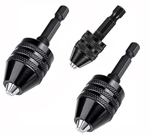 RZJZGZ 3 Pcs drill chuck adapter Keyless Drill Chuck Bit 1/4 Inch Hex Shank
