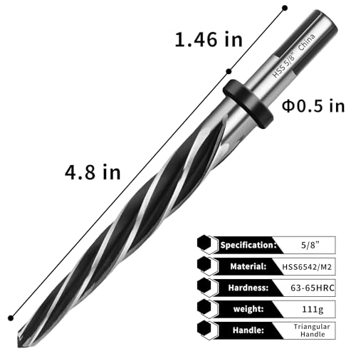 5/8" M2 HSS Bridge Construction Taper Reamer Drill Bit for Metal - size: 5/8”