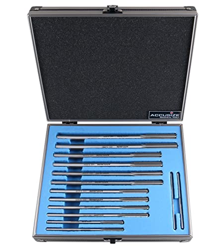 Accusize Industrial Tools Chucking Reamer Set, 0.1230" to 0.4995", 14 Pc - size: 0.1230" thru 0.4995"