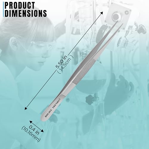 Stainless Steel High Precision Dressing Tweezers Forceps with Fine Strong Straight Serrated Point to use Engineer Labware for Scientific Art Craft Multipurpose Use (6 Inch)