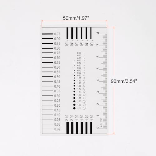 HARFINGTON 5pcs High Precision SEC Size Estimation Chart 8cm Transparency Flaw Detection Film Ruler for Diameter and Line Width Defects Measuring