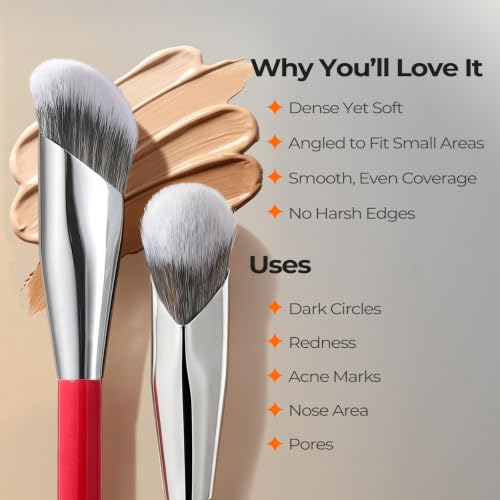 Albeaut Concealer Brush, Under Eye Makeup Small Angled Precision Face Blending Brush (193 concealer brush-Limited Edition) - style: 193 concealer brush-Limited Edition