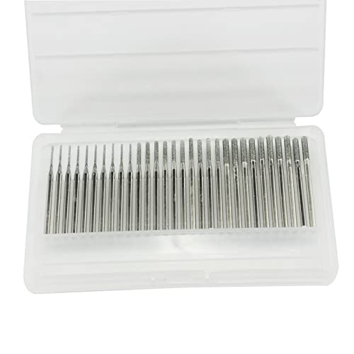 30 Pcs 1mm/2mm/3mm Needle Shape Diamond Bur Bead Reamer, 1/8'' Shank - color: Needle shape burr(1mm.2mm.3mm)