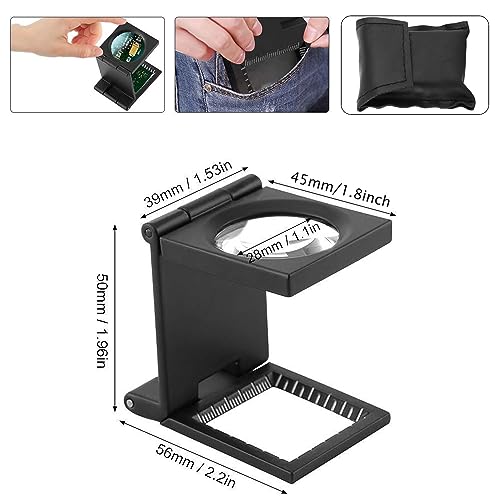 Rongon 10X Pocket Magnifying Glass Three-Folding Magnifier Small Loupe