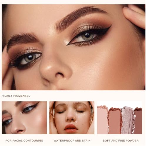 12-Color Warm Red Brown Eyeshadow Palette – Matte, Shimmer&Glitter Neutral Nude Shades with Rose Gold, Champagne, Bronze&Peach Tones, High-Pigment, Long-Lasting, Blendable Soft Glam Eye Makeup Palette - color: D02