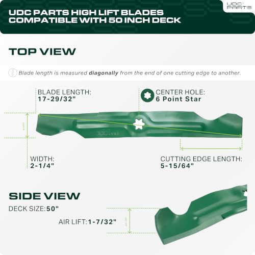 UDC Parts 742-04056 Mower Blades Replacement for Cub Cadet 50 Inch, 3 Pack - size: 17-3⁄4 - 6 point star