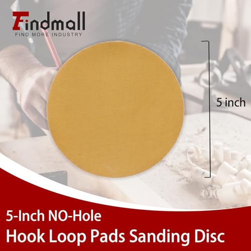 findmall 5-Inch NO-Hole 100Pcs Hook Loop Pads Sanding Disc 320 Grit - size: 320grit