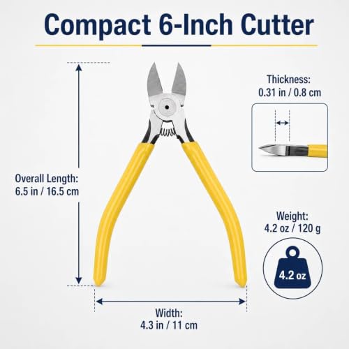 Wire Cutters Diagonal Cutting Pliers-6 Inches Cutters Spring Loaded,1pc - size: 6 inches