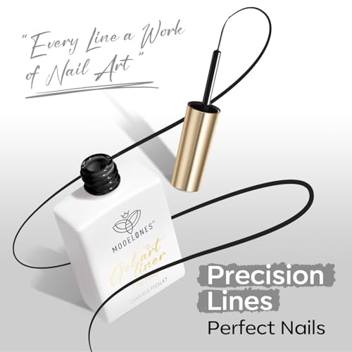 modelones Black French Tip Liner Gel Polish 15ml Built-in Fine Brush - color: A-All Black-1