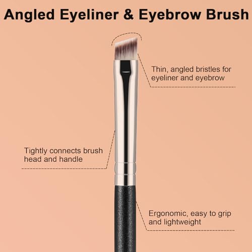 TEOYALL Flat Angled Eyeliner Brush, Thin Slanted Brow Brush for Powder Gel - style: Angled Liner
