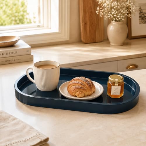 Bathroom Tray,Vanity Tray,Perfume Tray for Makeup,Perfume,Trinket - color: Dark Blue, size: 12.5"x5.8"x1.1" (2 Pack)