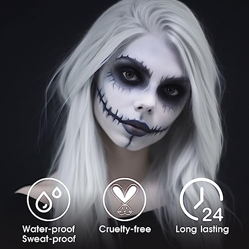 BADCOLOR White Face Body Paint Eye Black Stick for Adults Children Softball Football Baseball Sports , Non-Toxic Hypoallergenic for Halloween SFX Makeup Cosplay Skeleton Clown Costume Parties - color: 1PCS White