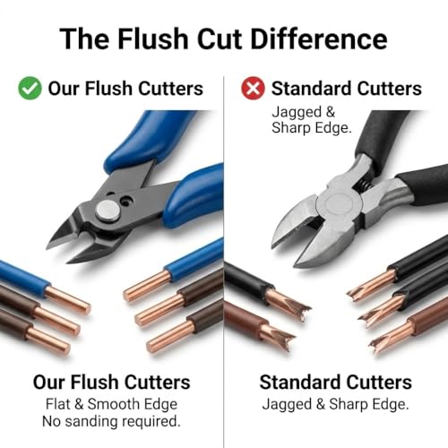 Flush Cut Wire Cutters, Precision Side Cutters for Electronics, 3D Printing, Model Building, Crafting, Jewelry Making - size: 1 Pack