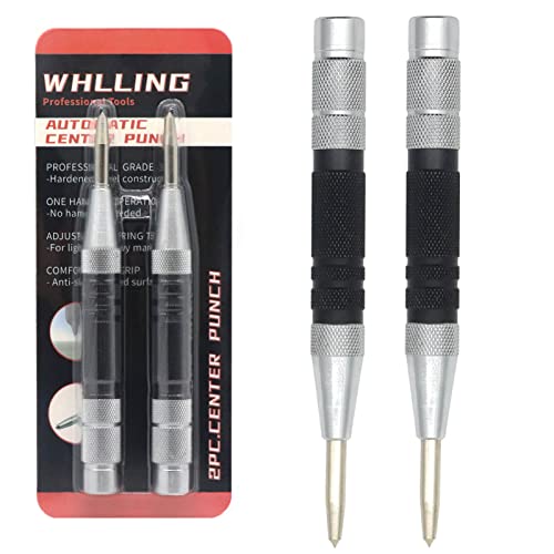 WHLLING 2-Piece Automatic Center Punch, 6 Inch Hardened Steel Spring Punch - size: 6 Inch