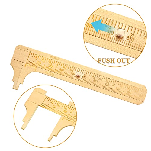 Konohan 4 Pcs Brass Pocket Caliper Double Scale Mini Tool for Jewelry