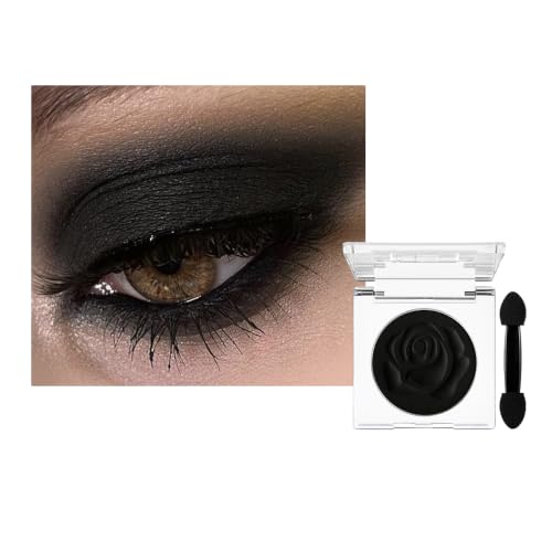 DE'LANCI Single Black Eyeshadow Palette, Matte Eyeshadow Eyes Goth Smokey Makeup, Long Lasting Blendable Single Dark Eye Shadow Pallet, for Smoky SFX Halloween Makeup Eyeliner Face Body Paint, #01 - color: black