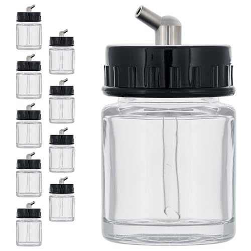Master Airbrush Pack of 10, TB-003 Empty 3/4 oz. (22cc) Glass Jar Bottles - size: 0.75oz - Glass - 60°