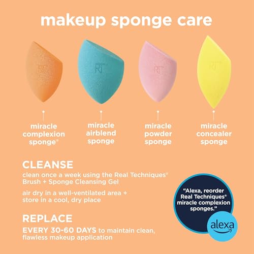 Real Techniques Miracle Complexion Sponge & Travel Case Duo, 2-Piece Set - style: Miracle Complexion Sponge + Travel Case, 2 Count