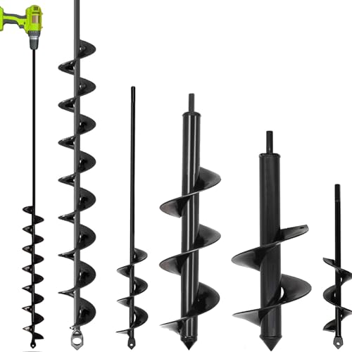 TCBWFY Garden Auger Drill Bit for Planting,Spiral Hole Drill Earth Post Umbrella Bulb Planter Auger for 3/8" Hex Drive 1.6"x9",1.6"x16.5",3.5"x16",4"x12",2"x32" - size: 1.6"x9",1.6"x16.5",4"x12",3"x16.5",2"x32"