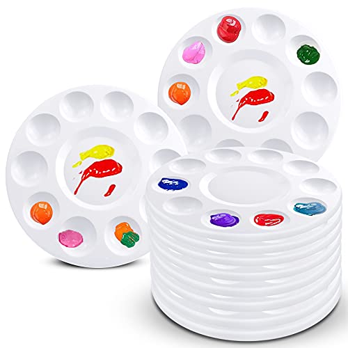 10Ps Paint Tray Palette,Plastic Round Pallet for Kids or Pupils to Painting - color: 10pcs