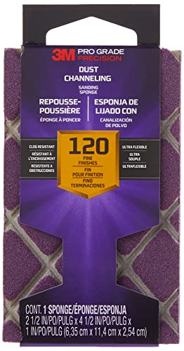 3M 2502PGP-120-UF Pro Grade Precision 120-Grit Ultra Flexible Sanding Sponge, 4.5" x 2.5" x 1" - style: 120-Grit