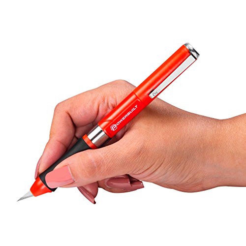 Powerbuilt Hobby Knife with Retractable Twist Blade – Includes 3 Blades, Onboard Storage, Pocket Clip – Compatible with #11 Replacement Blades – 240040