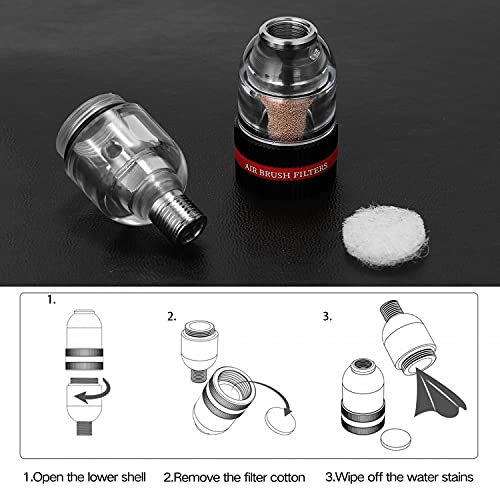 Mini Airbrush Air Filter Moisture Water Trap, 1/8" BSP Threads Spray Pen Oil Water Separator for Gundam Model Painting, Makeup, Tattoo & Art Craft Tools