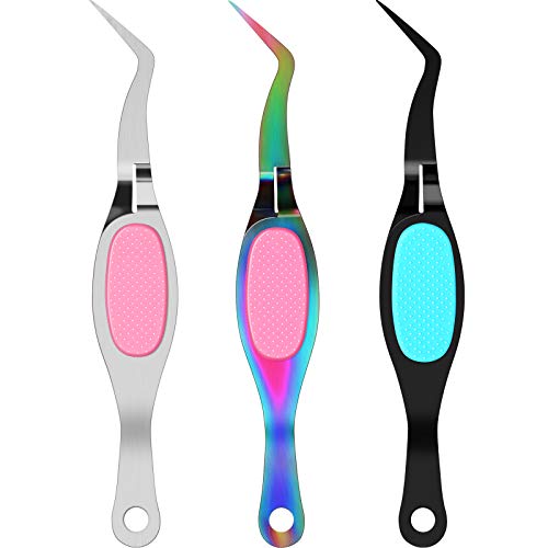 Mudder 3 Pcs Reverse Tweezers for Crafts Self Locking Curved,Curved Tip - style: Curved Tip
