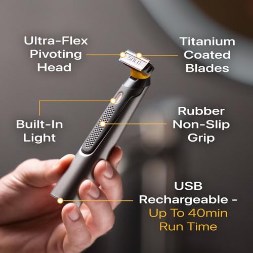 MicroTouch SOLO Titanium, Rechargeable Beard & Body Razor that Trims, Edges, Shaves, and Grooms - style: Solo